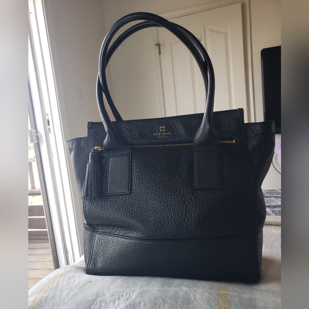 Kate Spade Large Southport Avenue Linda Black Pebble Leather Shoulder Bag